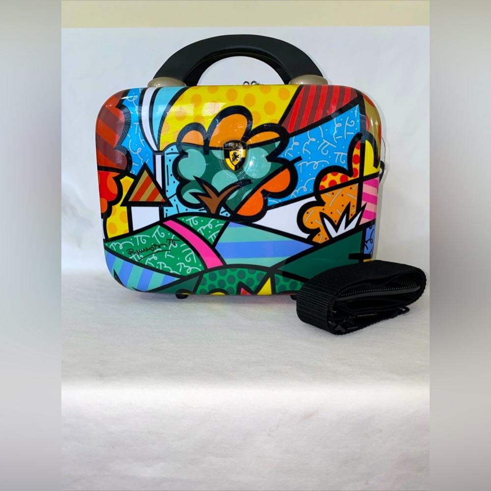 Heys America USA ROMERO BRITTO FLOWERS HARDSIDE VANITY CASE VGC Retired!